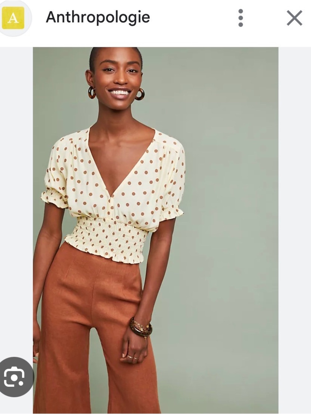 Faithfull the Brand Cream Polka Dot Smocked-Waist Blouse - medium